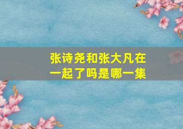 张诗尧和张大凡在一起了吗是哪一集