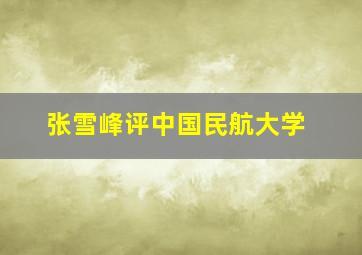 张雪峰评中国民航大学