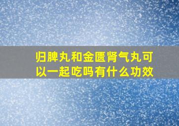 归脾丸和金匮肾气丸可以一起吃吗有什么功效