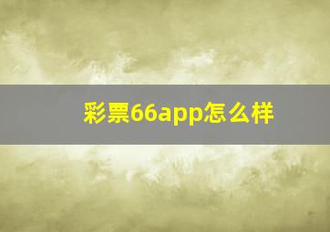 彩票66app怎么样