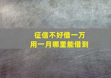 征信不好借一万用一月哪里能借到