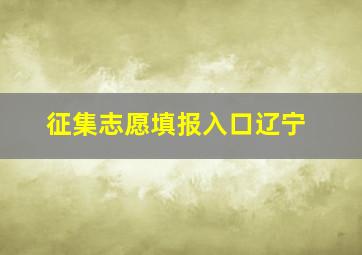 征集志愿填报入口辽宁