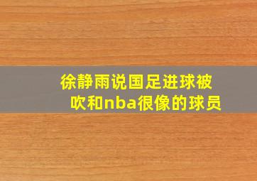 徐静雨说国足进球被吹和nba很像的球员