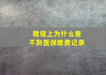 微信上为什么查不到医保缴费记录