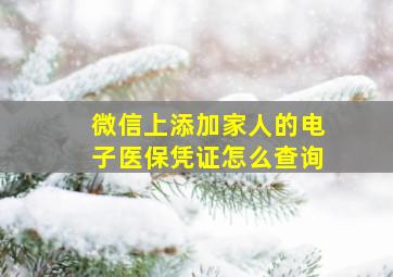 微信上添加家人的电子医保凭证怎么查询