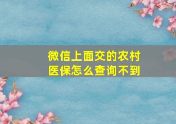 微信上面交的农村医保怎么查询不到