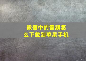 微信中的音频怎么下载到苹果手机