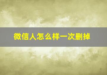 微信人怎么样一次删掉