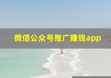 微信公众号推广赚钱app