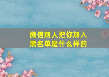 微信别人把你加入黑名单是什么样的