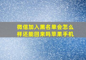 微信加入黑名单会怎么样还能回来吗苹果手机