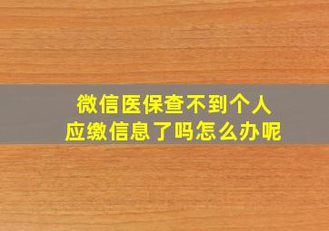 微信医保查不到个人应缴信息了吗怎么办呢