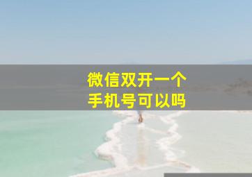 微信双开一个手机号可以吗