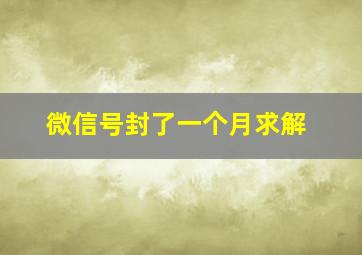 微信号封了一个月求解