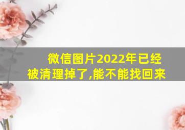 微信图片2022年已经被清理掉了,能不能找回来