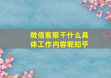 微信客服干什么具体工作内容呢知乎