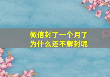 微信封了一个月了为什么还不解封呢