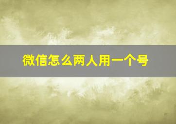 微信怎么两人用一个号