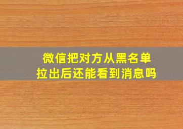 微信把对方从黑名单拉出后还能看到消息吗