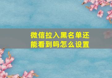 微信拉入黑名单还能看到吗怎么设置