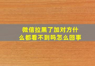 微信拉黑了加对方什么都看不到吗怎么回事