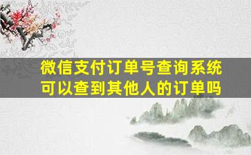 微信支付订单号查询系统可以查到其他人的订单吗