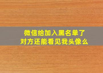 微信给加入黑名单了对方还能看见我头像么