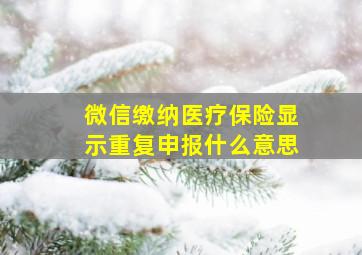 微信缴纳医疗保险显示重复申报什么意思