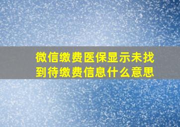 微信缴费医保显示未找到待缴费信息什么意思