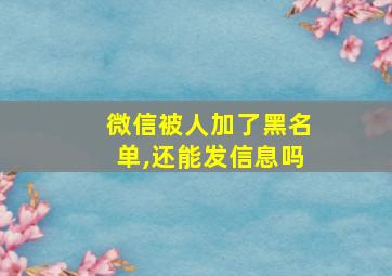 微信被人加了黑名单,还能发信息吗