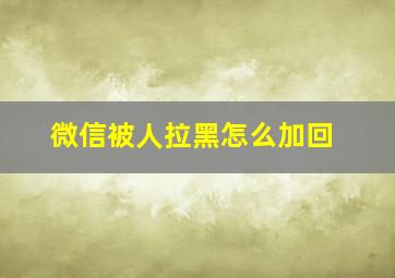 微信被人拉黑怎么加回