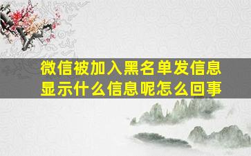 微信被加入黑名单发信息显示什么信息呢怎么回事