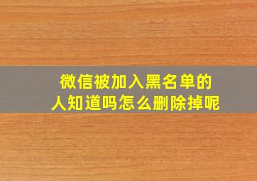 微信被加入黑名单的人知道吗怎么删除掉呢