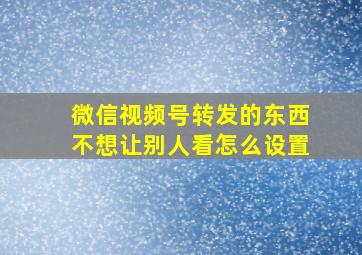 微信视频号转发的东西不想让别人看怎么设置