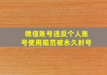 微信账号违反个人账号使用规范被永久封号