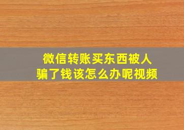 微信转账买东西被人骗了钱该怎么办呢视频