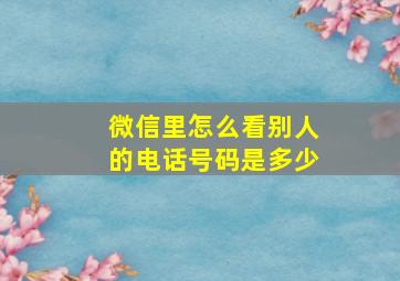 微信里怎么看别人的电话号码是多少