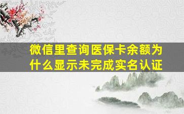 微信里查询医保卡余额为什么显示未完成实名认证