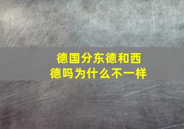 德国分东德和西德吗为什么不一样