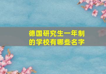 德国研究生一年制的学校有哪些名字