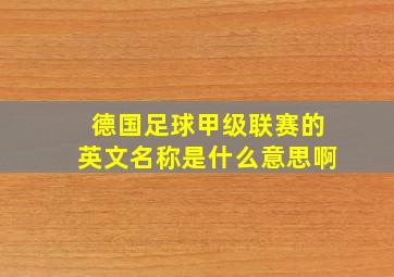 德国足球甲级联赛的英文名称是什么意思啊