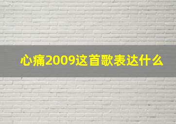 心痛2009这首歌表达什么