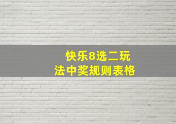 快乐8选二玩法中奖规则表格