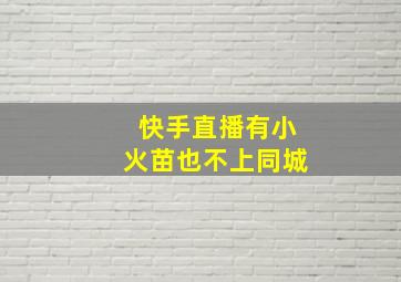 快手直播有小火苗也不上同城