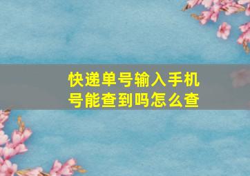 快递单号输入手机号能查到吗怎么查