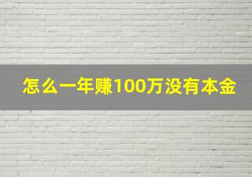 怎么一年赚100万没有本金