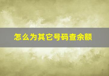 怎么为其它号码查余额