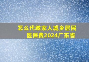 怎么代缴家人城乡居民医保费2024广东省