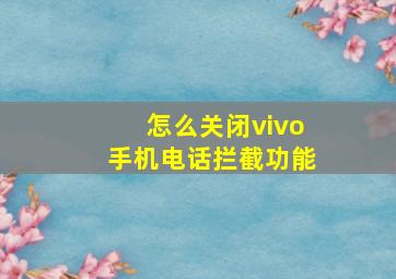 怎么关闭vivo手机电话拦截功能