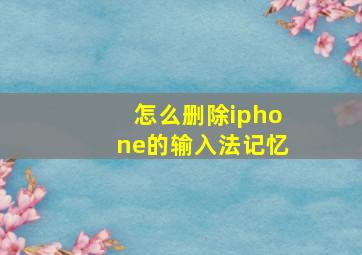 怎么删除iphone的输入法记忆